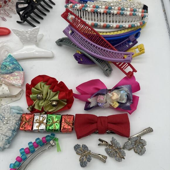 Huge Lot Of Vintage Hair Accessories. Clips, Ties Etc Over 70 Pieces - Picture 2 of 7